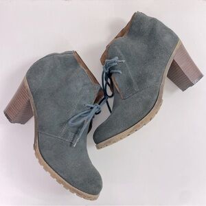 Ruff Hewn Cypress Lace-up Ankle Booties Stacked Heel Almond‎ Toe Size 10